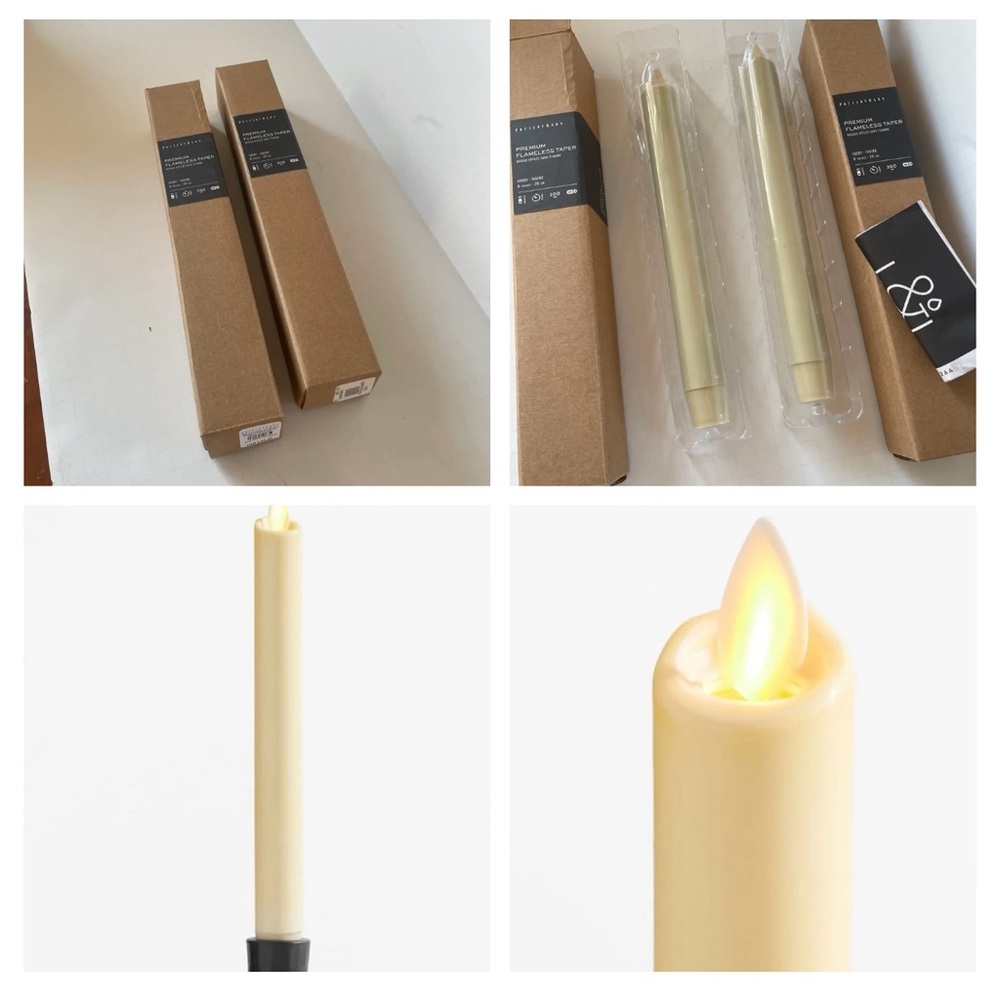 Pottery Barn Cream Flameless Taper Candles